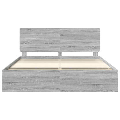 Bed Frame Grey Sonoma 200 x 200 cm Solid Pine Wood
