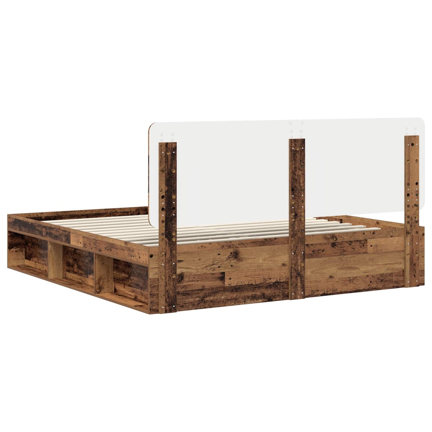 Bed Frame with Headboard Old Wood 200 x 200 cm Solid Pine Wood