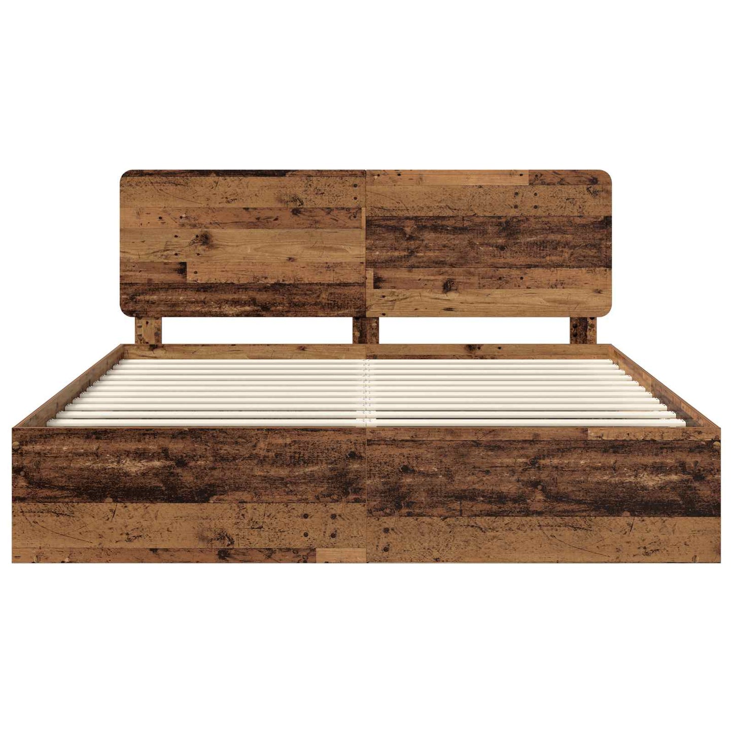 Bed Frame with Headboard Old Wood 200 x 200 cm Solid Pine Wood