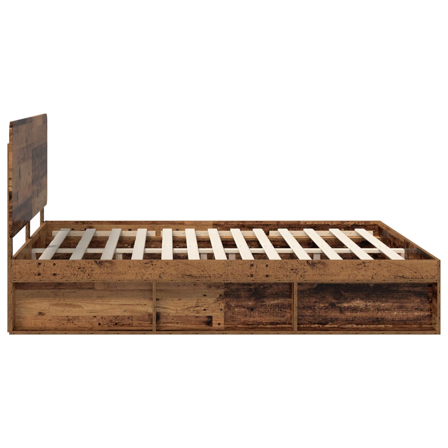 Bed Frame with Headboard Old Wood 200 x 200 cm Solid Pine Wood