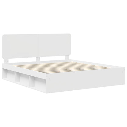 Bed Frame with Headboard White 180 x 200 cm Solid Pine Wood