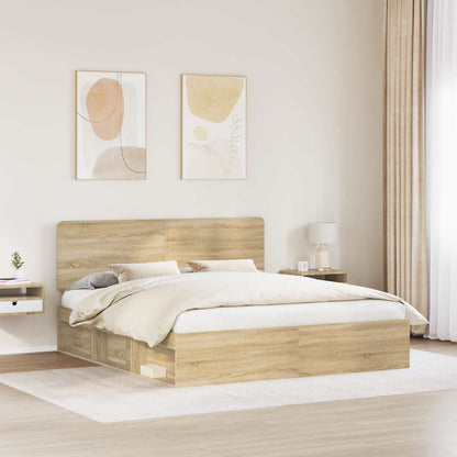 Bed Frame with Headboard Sonoma 180 x 200 cm Solid Pine Wood