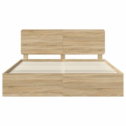 Bed Frame with Headboard Sonoma 180 x 200 cm Solid Pine Wood