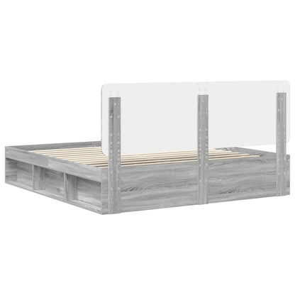 Bed Frame Grey Sonoma 180 x 200 cm Solid Pine Wood