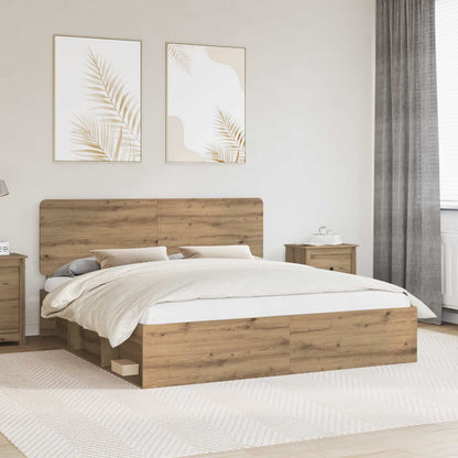 Bed Frame Artisian Oak 180 x 200 cm Solid Pine Wood
