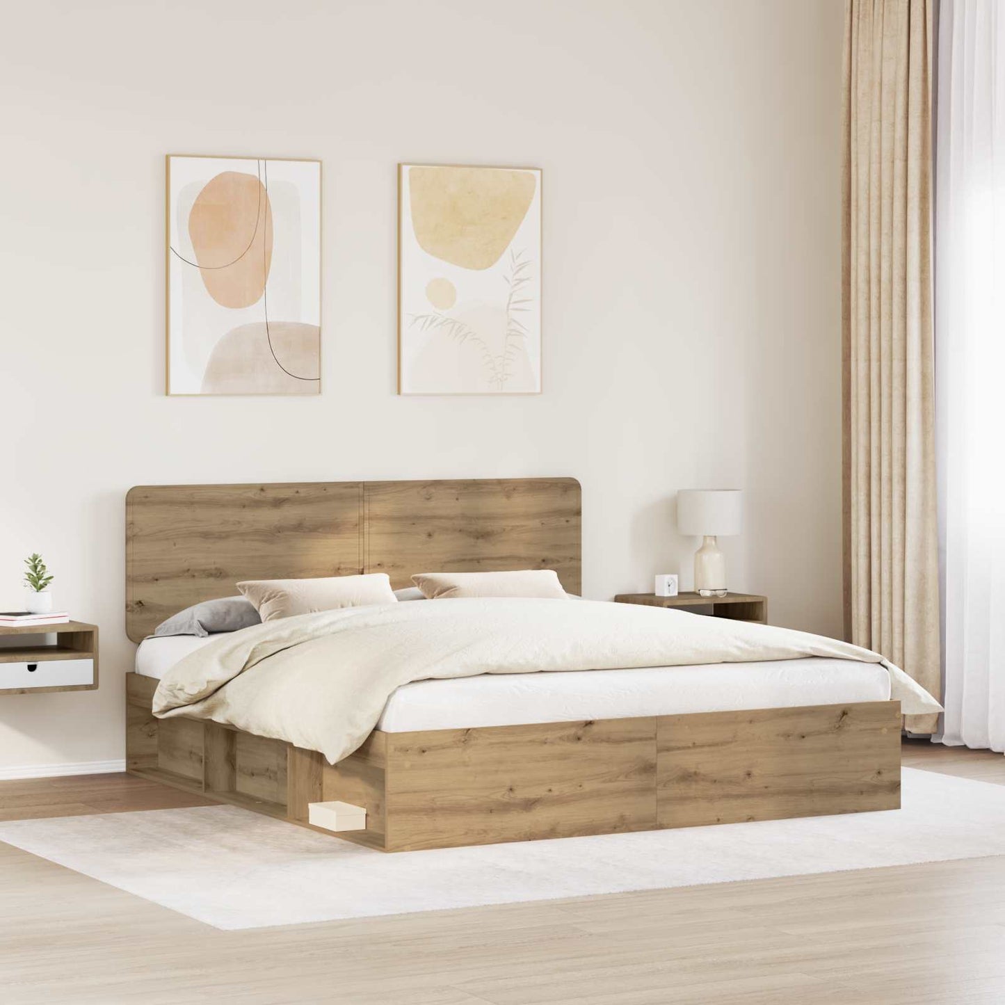 Bed Frame Artisian Oak 180 x 200 cm Solid Pine Wood