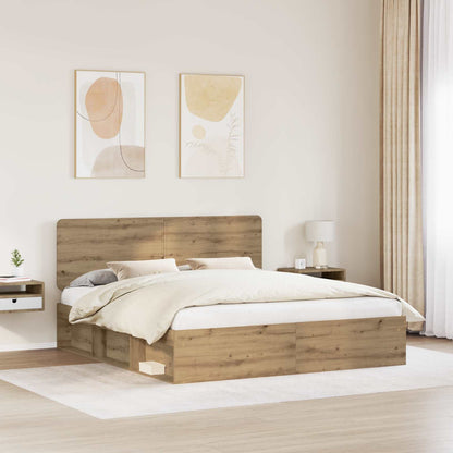 Bed Frame Artisian Oak 180 x 200 cm Solid Pine Wood