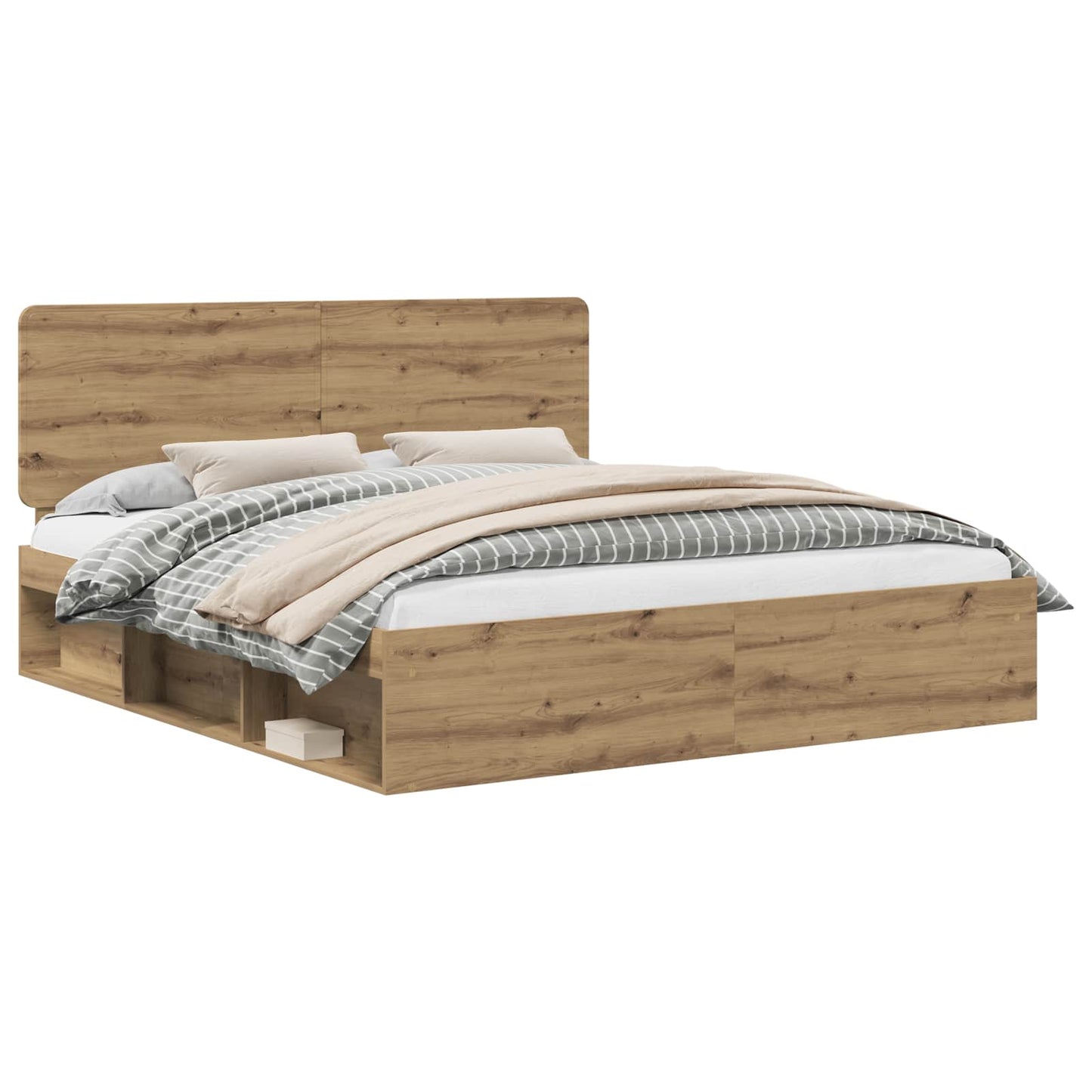 Bed Frame Artisian Oak 180 x 200 cm Solid Pine Wood