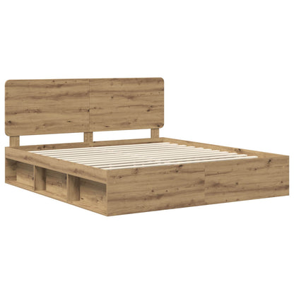 Bed Frame Artisian Oak 180 x 200 cm Solid Pine Wood