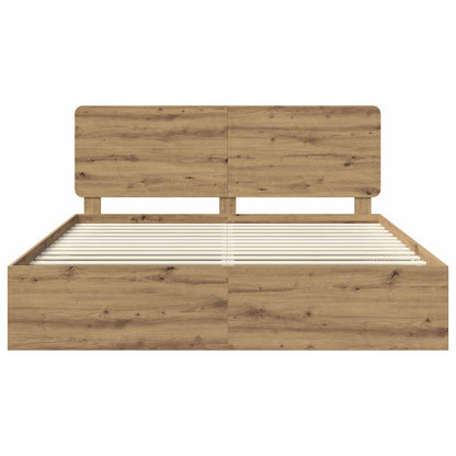 Bed Frame Artisian Oak 180 x 200 cm Solid Pine Wood