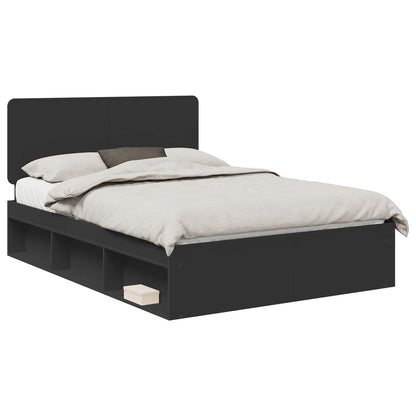 Bed Frame with Headboard Black 160 x 200 cm Solid Pine Wood