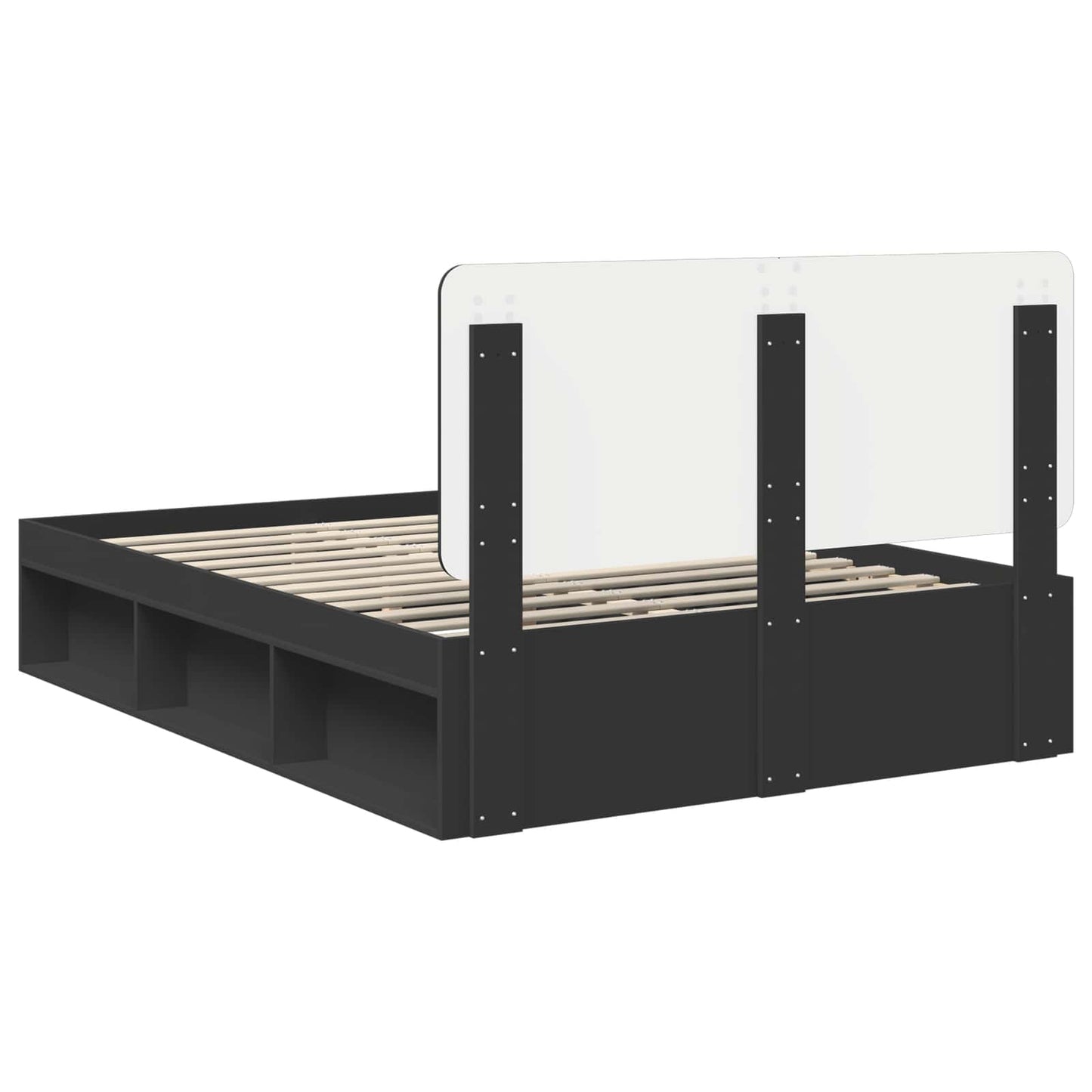Bed Frame with Headboard Black 160 x 200 cm Solid Pine Wood