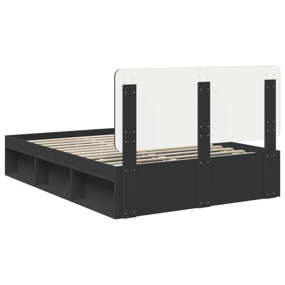 Bed Frame with Headboard Black 160 x 200 cm Solid Pine Wood