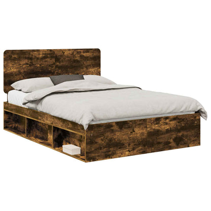 Bed Frame Smoked Oak 160 x 200 cm Solid Pine Wood