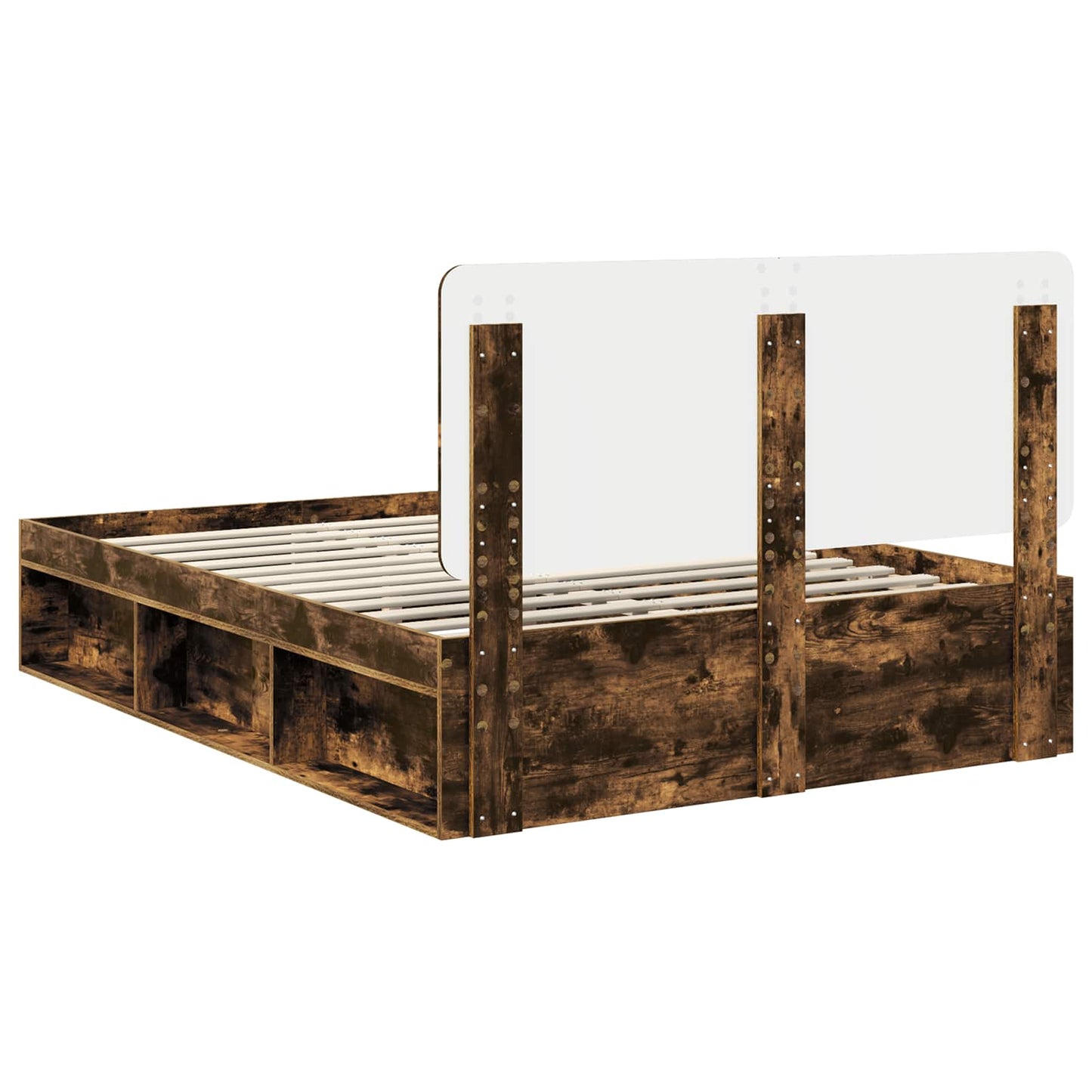 Bed Frame Smoked Oak 160 x 200 cm Solid Pine Wood