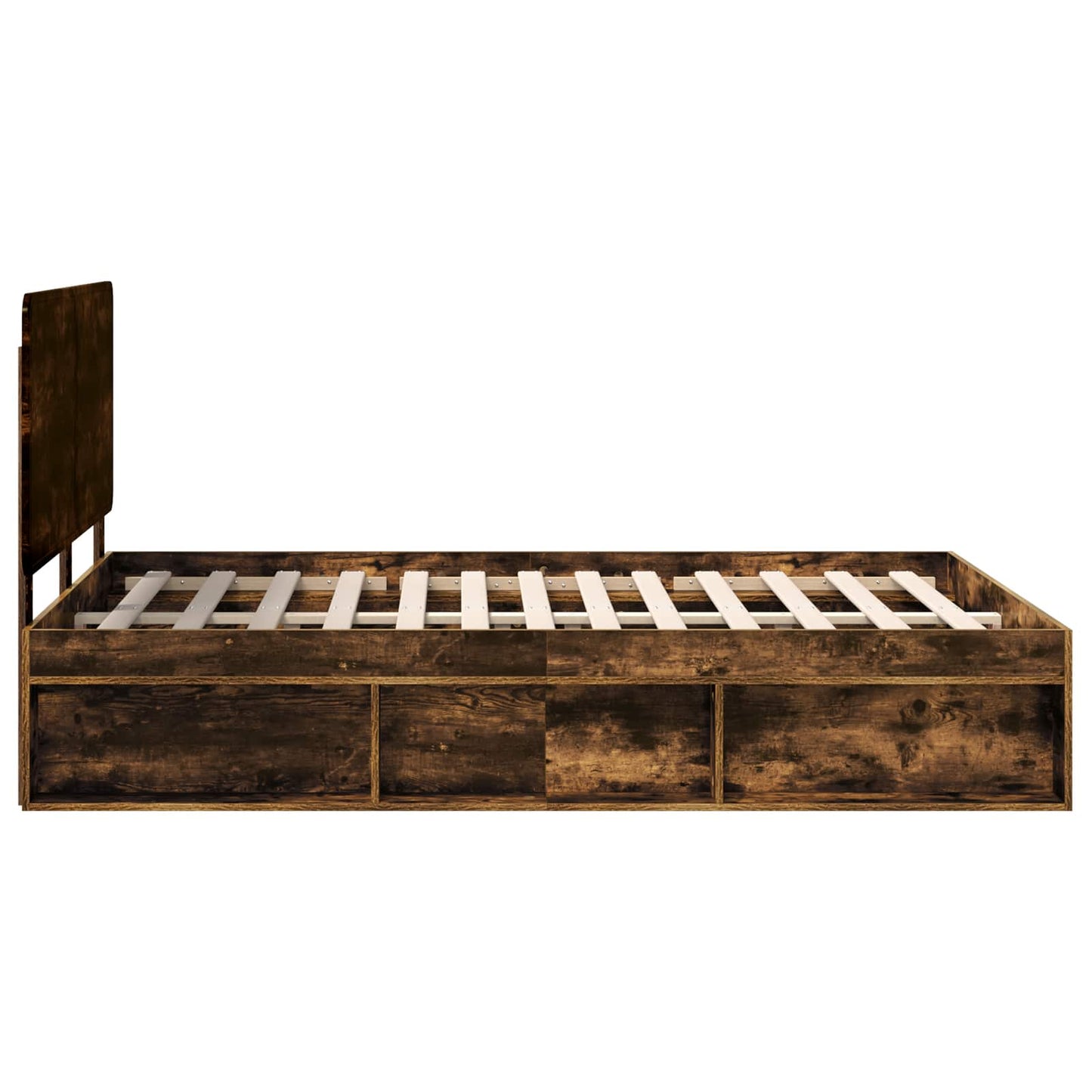 Bed Frame Smoked Oak 160 x 200 cm Solid Pine Wood