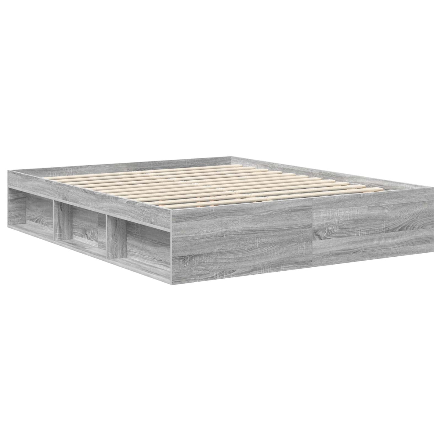 Bed Frame Grey Sonoma 160 x 200 cm Solid Pine Wood