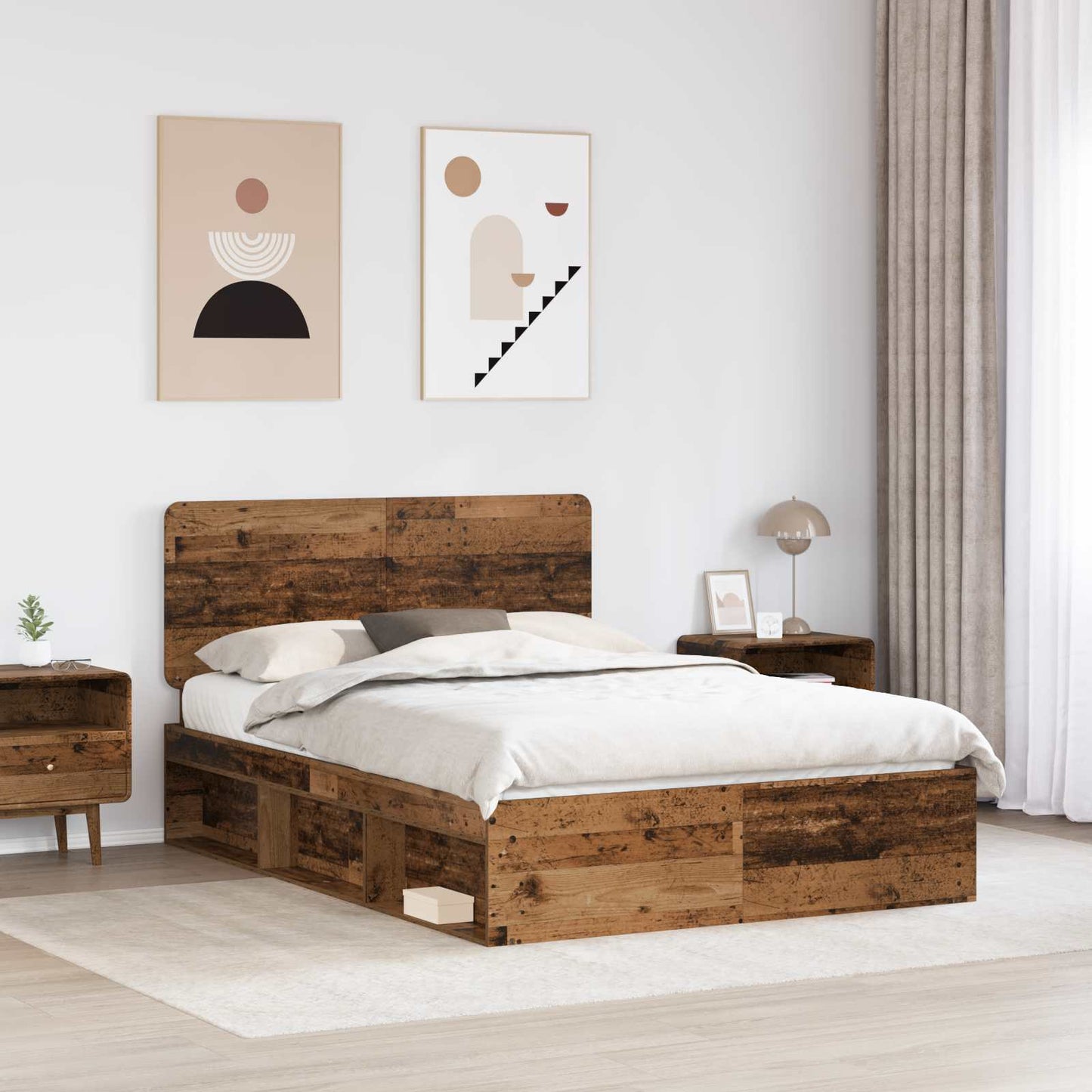 Bed Frame with Headboard Old Wood 160 x 200 cm Solid Pine Wood