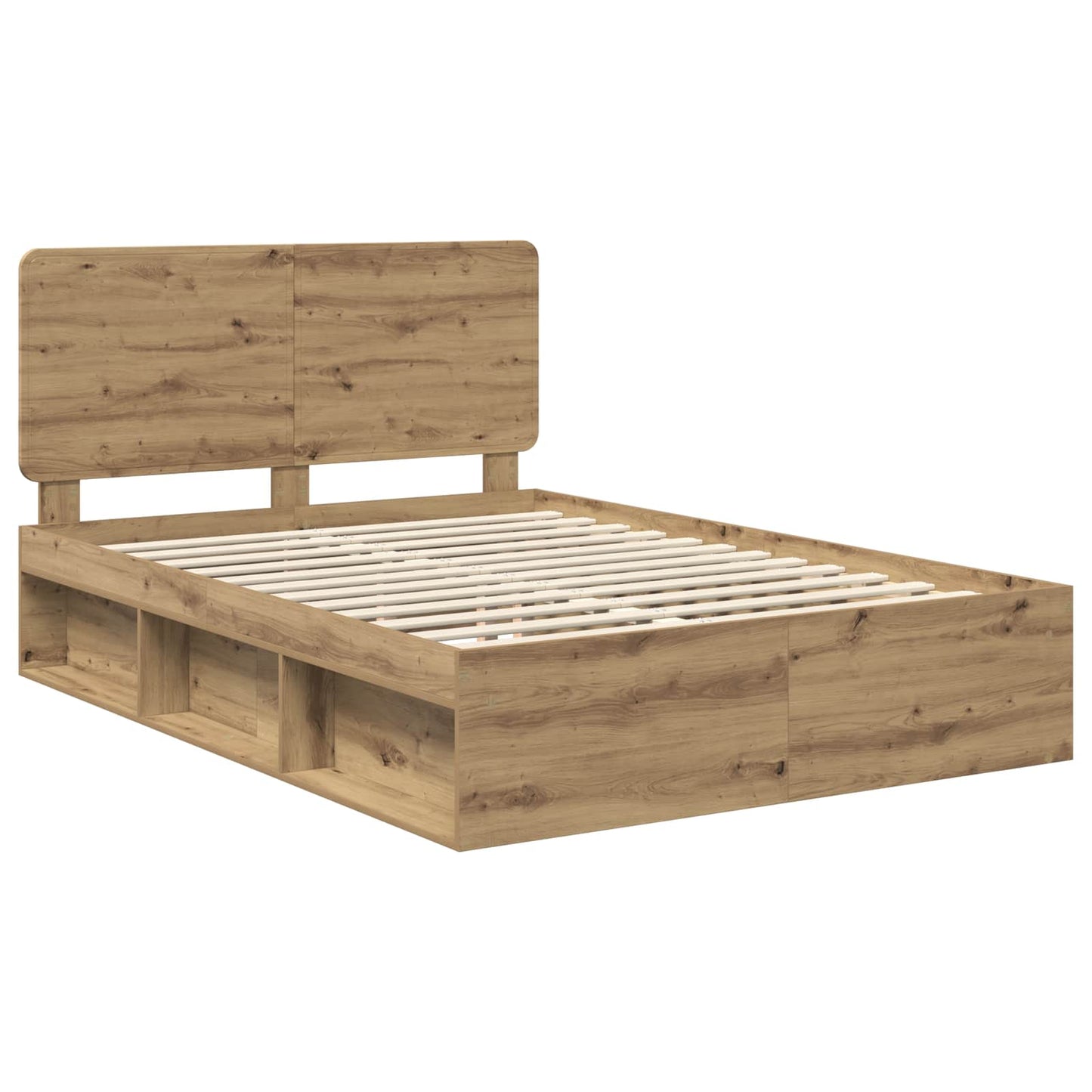 Bed Frame Artisian Oak 160 x 200 cm Solid Pine Wood