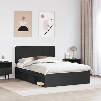 Bed Frame with Headboard Black 150 x 200 cm Solid Pine Wood