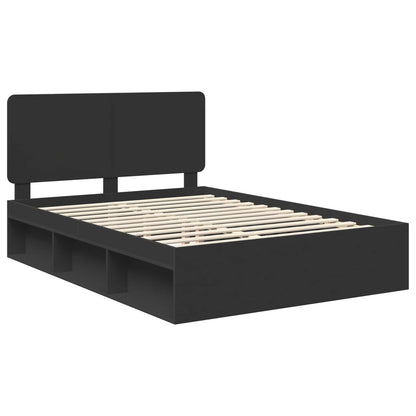 Bed Frame with Headboard Black 150 x 200 cm Solid Pine Wood