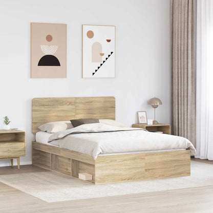 Bed Frame Sonoma Oak 150 x 200 cm Solid Pine Wood