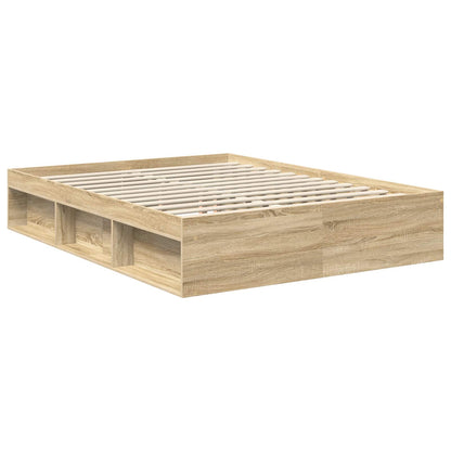 Bed Frame Sonoma Oak 150 x 200 cm Solid Pine Wood