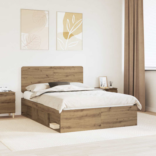 Bed Frame Artisian Oak 150 x 200 cm Solid Pine Wood