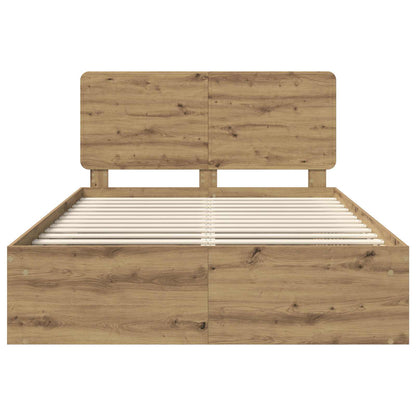 Bed Frame Artisian Oak 150 x 200 cm Solid Pine Wood