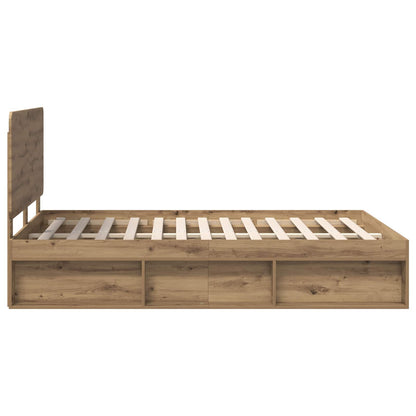 Bed Frame Artisian Oak 150 x 200 cm Solid Pine Wood