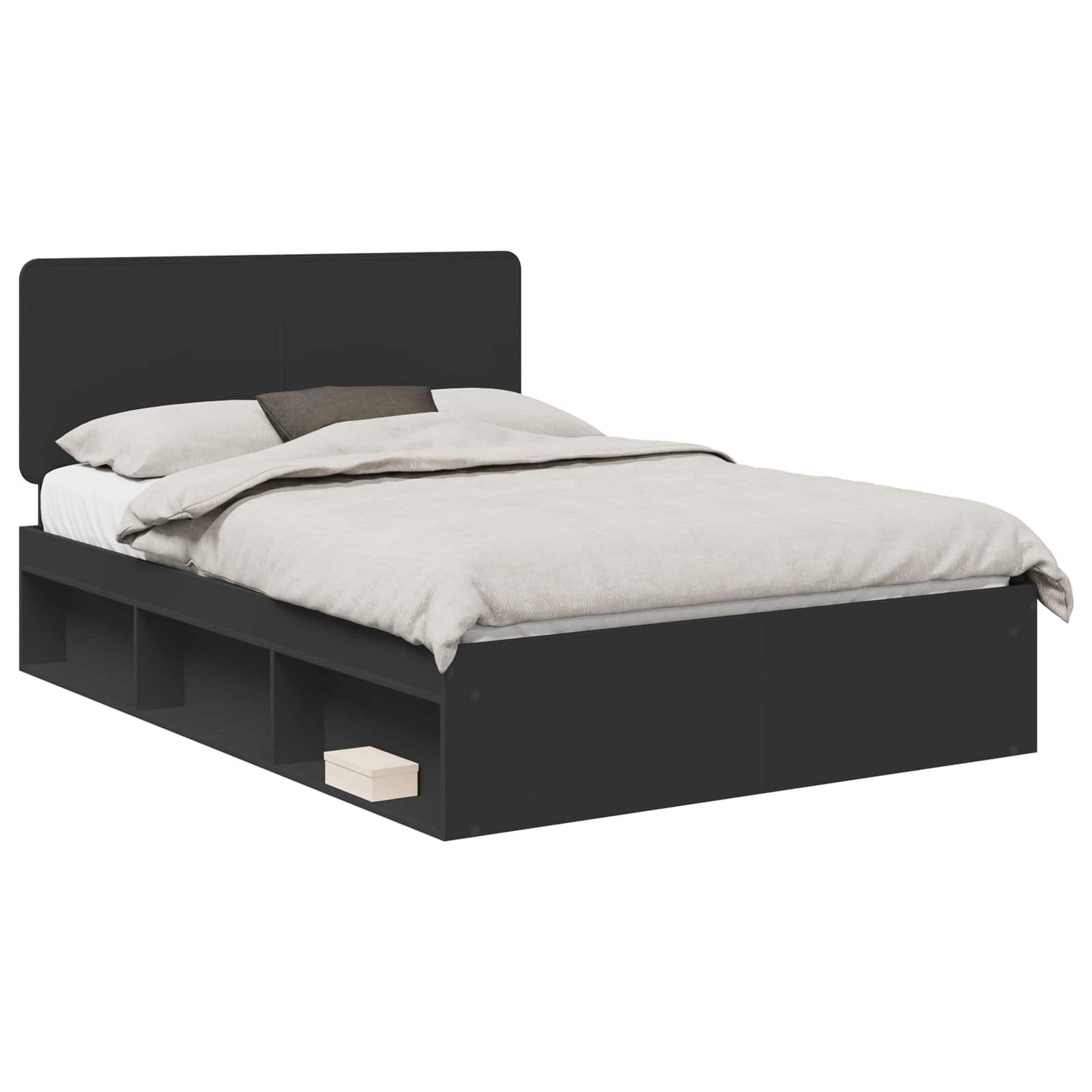 Bed Frame with Headboard Black 140 x 200 cm Solid Pine Wood