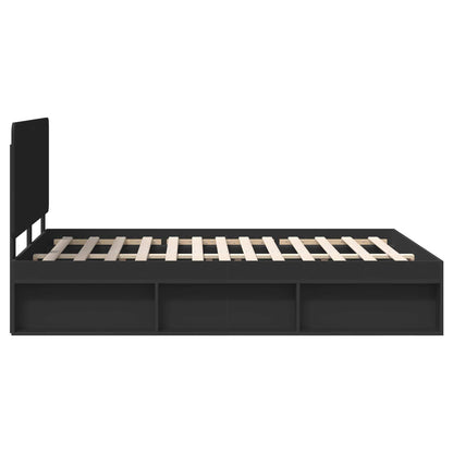 Bed Frame with Headboard Black 140 x 200 cm Solid Pine Wood