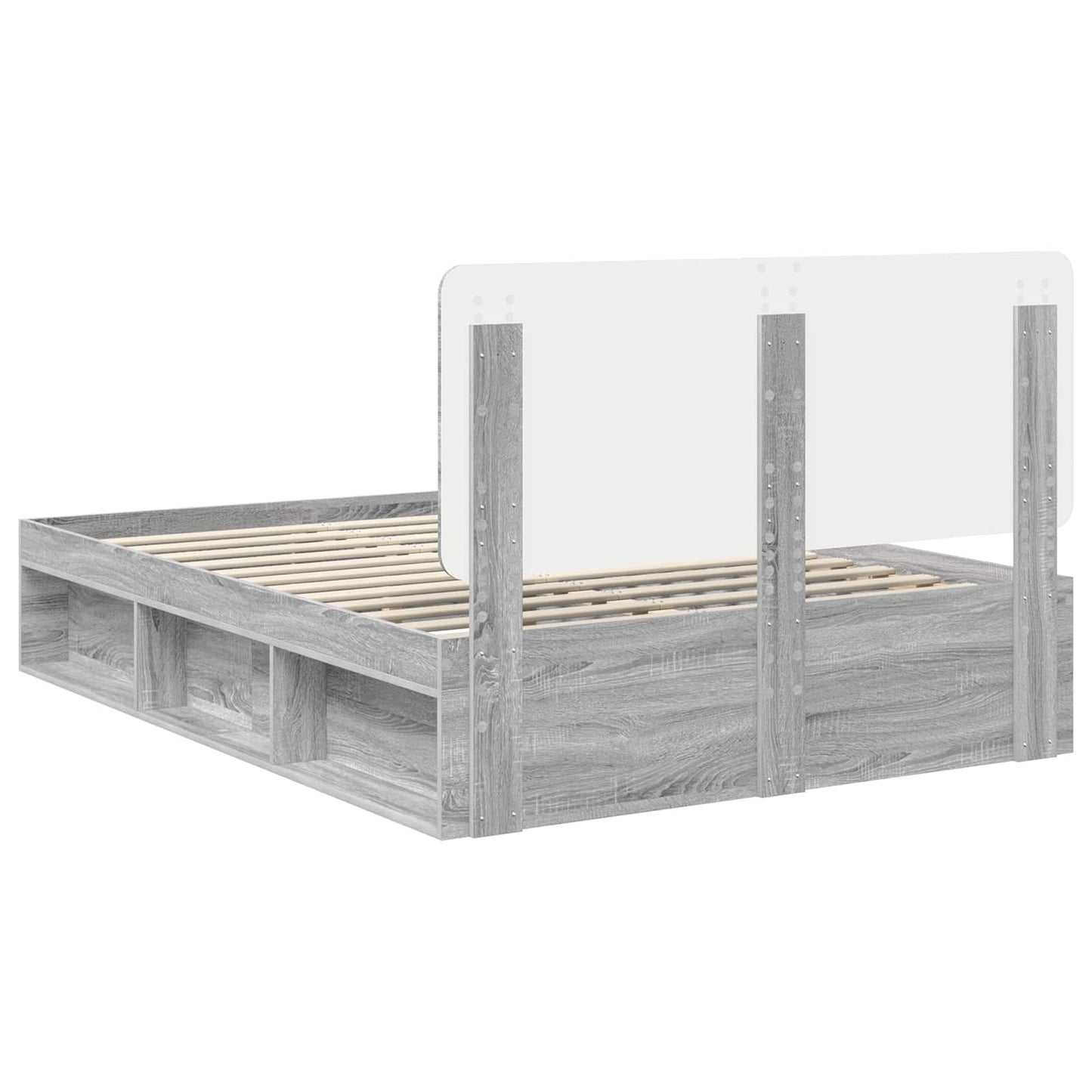 Bed Frame Grey Sonoma 140 x 200 cm Solid Pine Wood