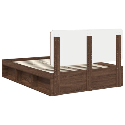 Bed Frame with Headboard Brown Oak 140 x 200 cm Solid Pine Wood