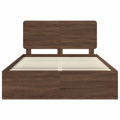 Bed Frame with Headboard Brown Oak 140 x 200 cm Solid Pine Wood