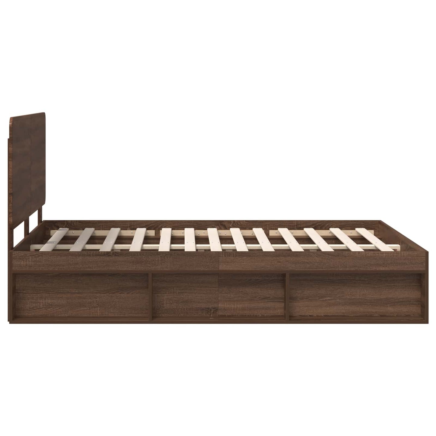 Bed Frame with Headboard Brown Oak 140 x 200 cm Solid Pine Wood