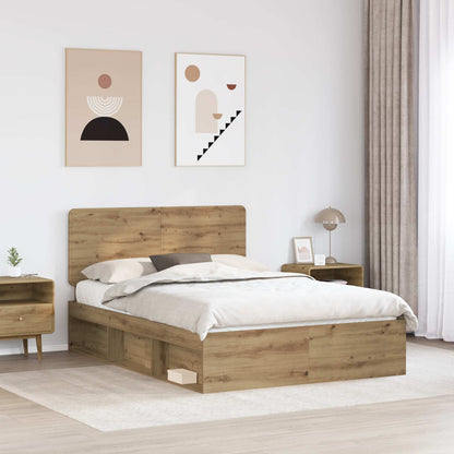 Bed Frame Artisian Oak 140 x 200 cm Solid Pine Wood