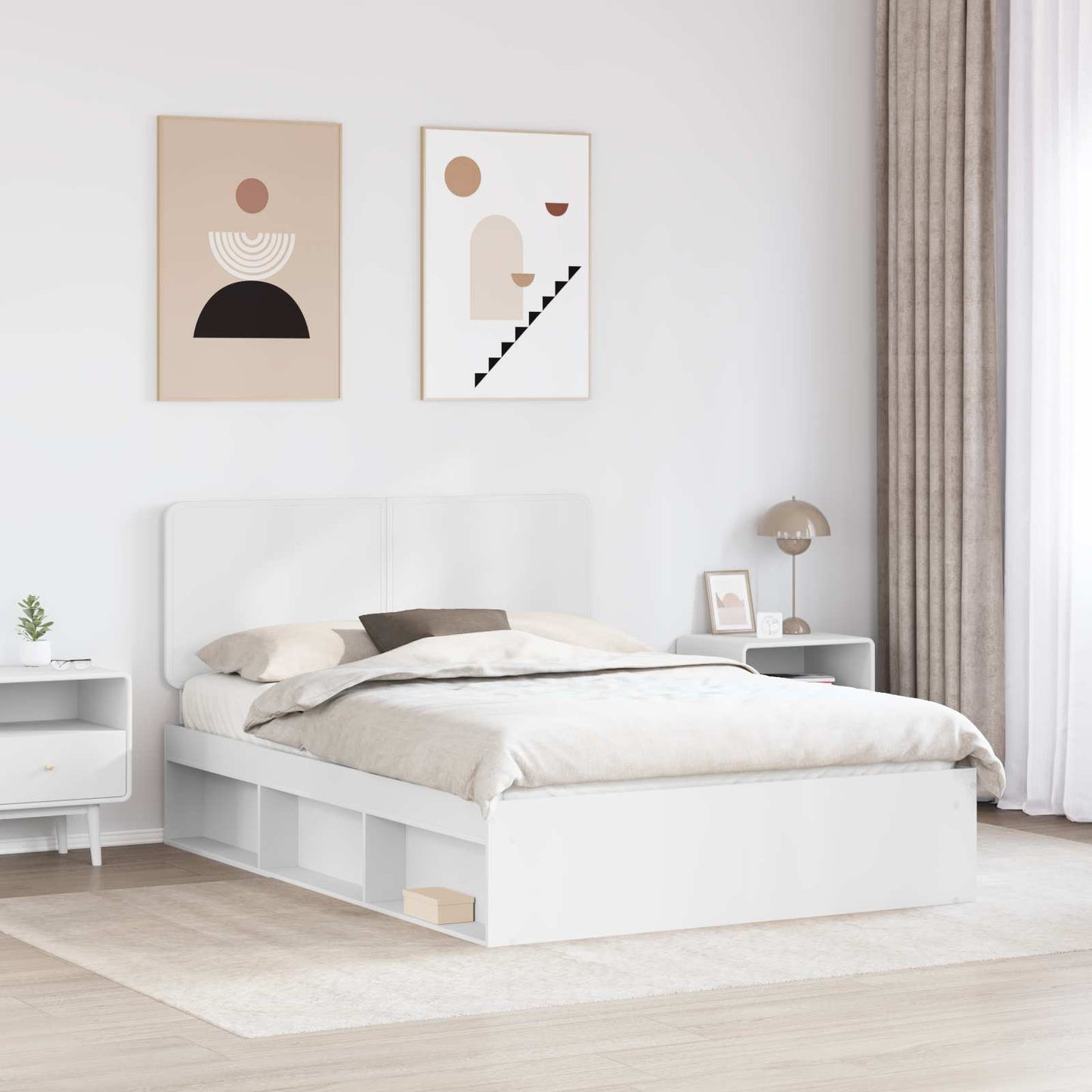 Bed Frame with Headboard White 140 x 190 cm Solid Pine Wood