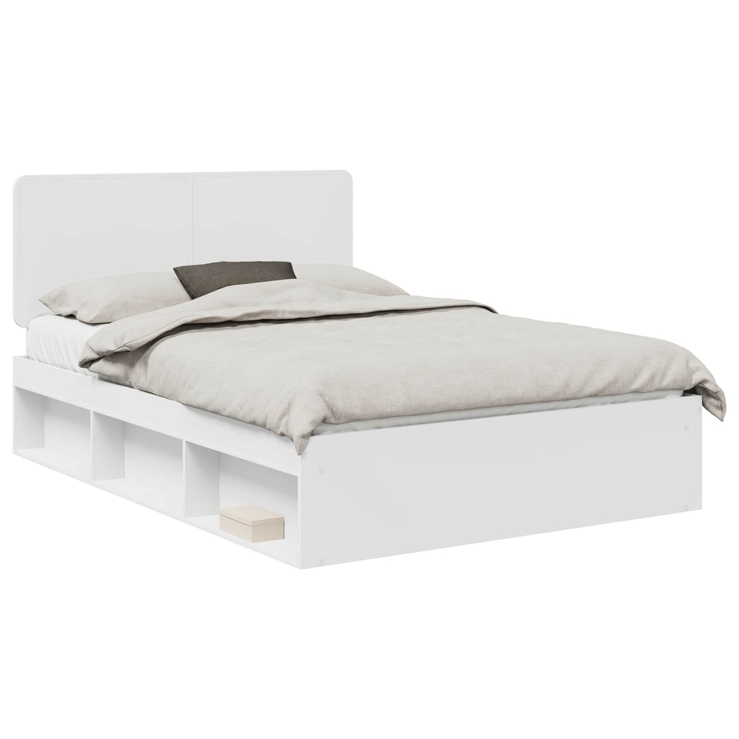 Bed Frame with Headboard White 140 x 190 cm Solid Pine Wood