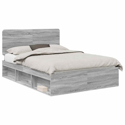 Bed Frame Grey Sonoma 140 x 190 cm Solid Pine Wood