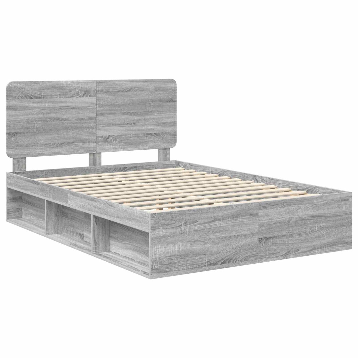 Bed Frame Grey Sonoma 140 x 190 cm Solid Pine Wood