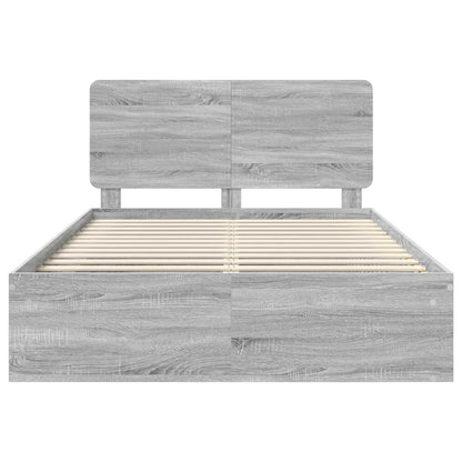 Bed Frame Grey Sonoma 140 x 190 cm Solid Pine Wood
