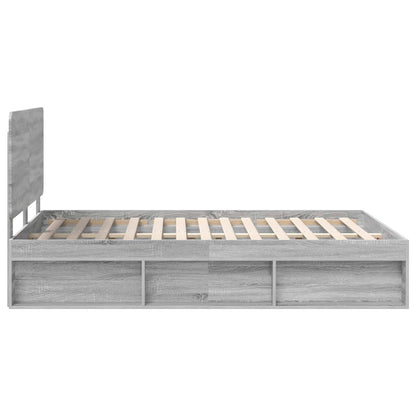 Bed Frame Grey Sonoma 140 x 190 cm Solid Pine Wood