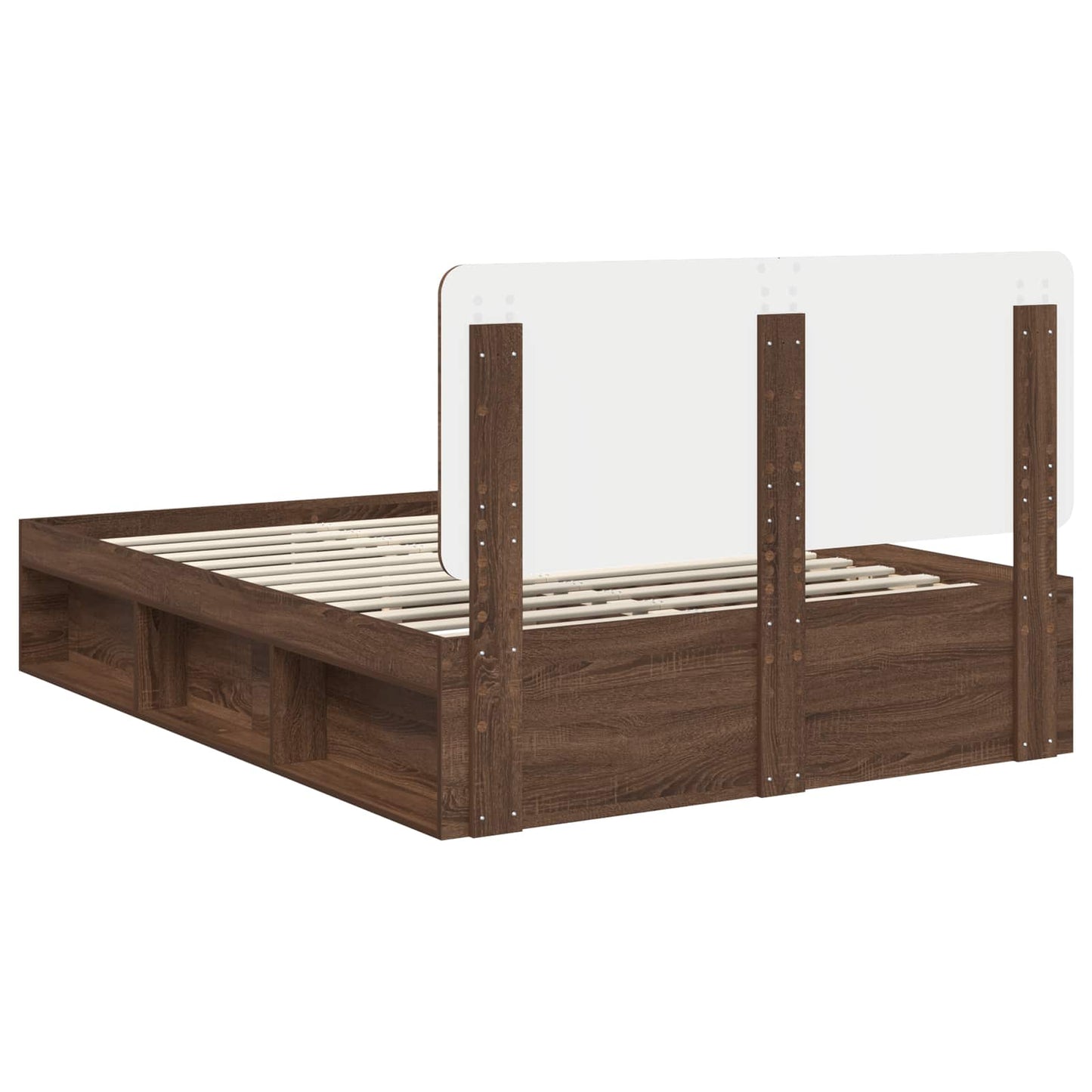 Bed Frame with Headboard Brown Oak 140 x 190 cm Solid Pine Wood