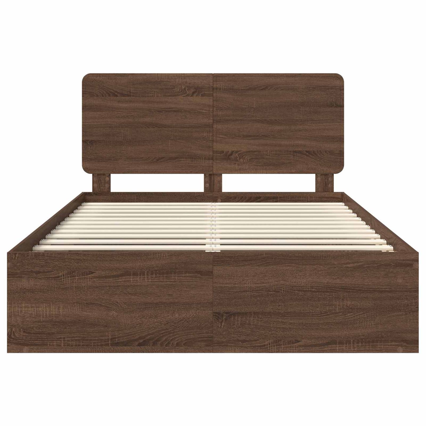 Bed Frame with Headboard Brown Oak 140 x 190 cm Solid Pine Wood