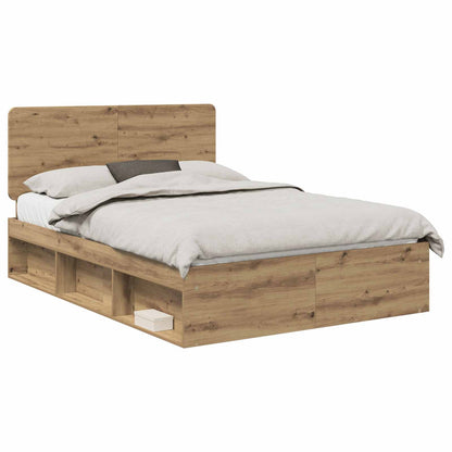 Bed Frame Artisian Oak 140 x 190 cm Solid Pine Wood