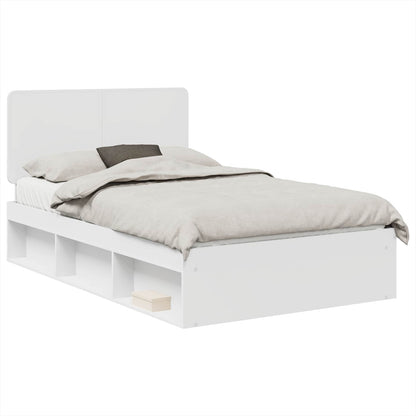Bed Frame with Headboard White 135 x 190 cm Solid Pine Wood