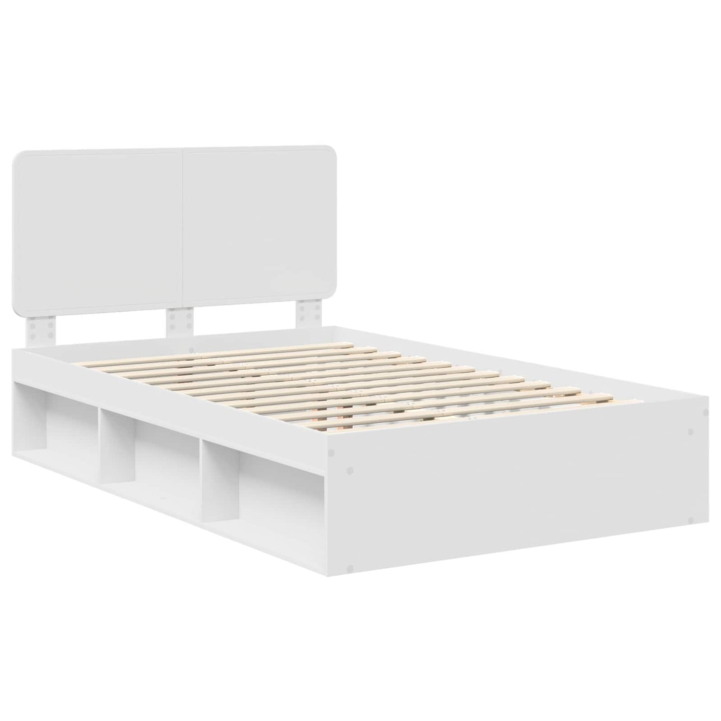 Bed Frame with Headboard White 135 x 190 cm Solid Pine Wood