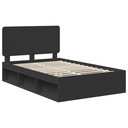 Bed Frame with Headboard Black 135 x 190 cm Solid Pine Wood