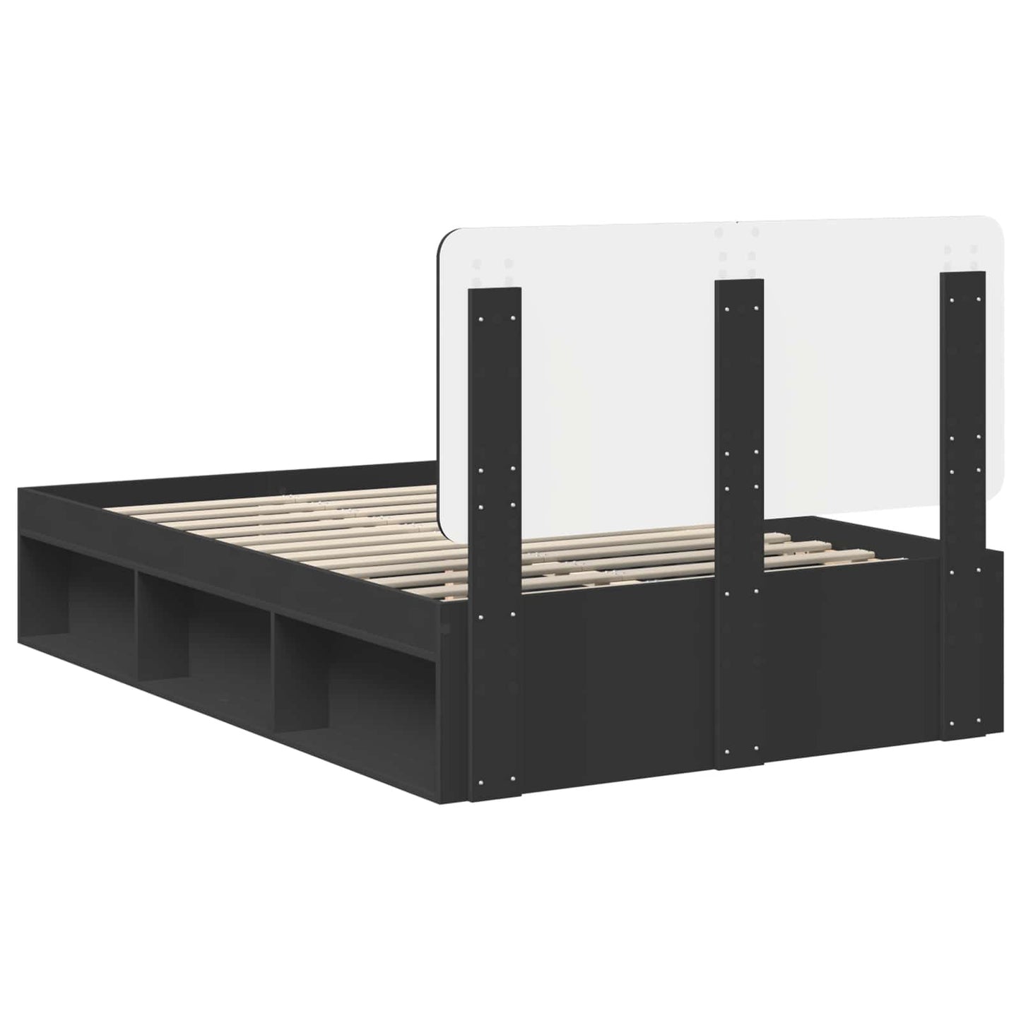Bed Frame with Headboard Black 135 x 190 cm Solid Pine Wood